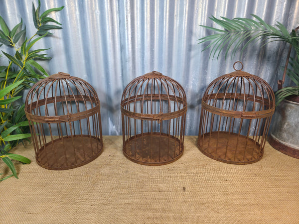Vintage Rustic Reclaimed Metal Hanging Bird Cage Candle Holder Garden Lantern