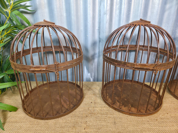 Vintage Rustic Reclaimed Metal Hanging Bird Cage Candle Holder Garden Lantern