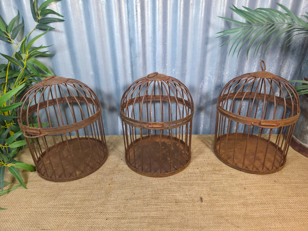 Vintage Rustic Reclaimed Metal Hanging Bird Cage Candle Holder Garden Lantern