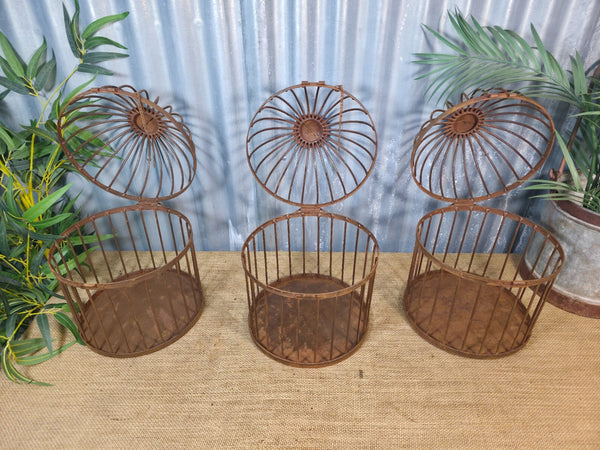 Vintage Rustic Reclaimed Metal Hanging Bird Cage Candle Holder Garden Lantern
