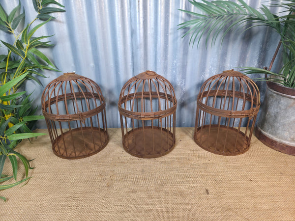 Vintage Rustic Reclaimed Metal Hanging Bird Cage Candle Holder Garden Lantern