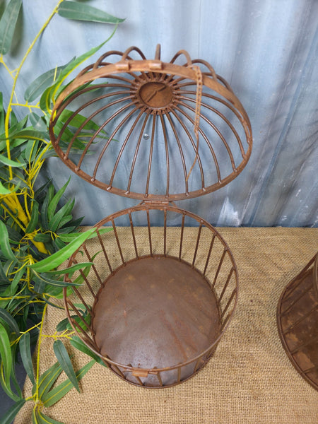 Vintage Rustic Reclaimed Metal Hanging Bird Cage Candle Holder Garden Lantern