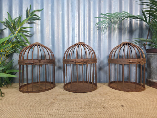 Vintage Rustic Reclaimed Metal Hanging Bird Cage Candle Holder Garden Lantern