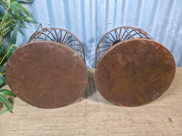 Vintage Rustic Reclaimed Metal Hanging Bird Cage Candle Holder Garden Lantern