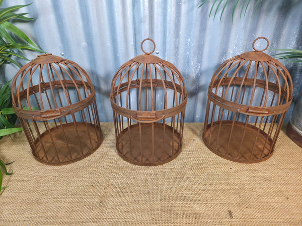 Vintage Rustic Reclaimed Metal Hanging Bird Cage Candle Holder Garden Lantern
