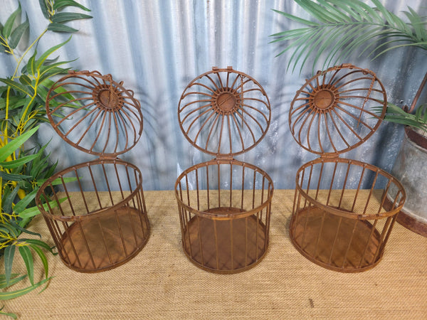 Vintage Rustic Reclaimed Metal Hanging Bird Cage Candle Holder Garden Lantern