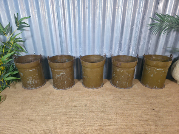Vintage Reclaimed Metal Galvanised Ammo Bucket Candle Lantern Planter