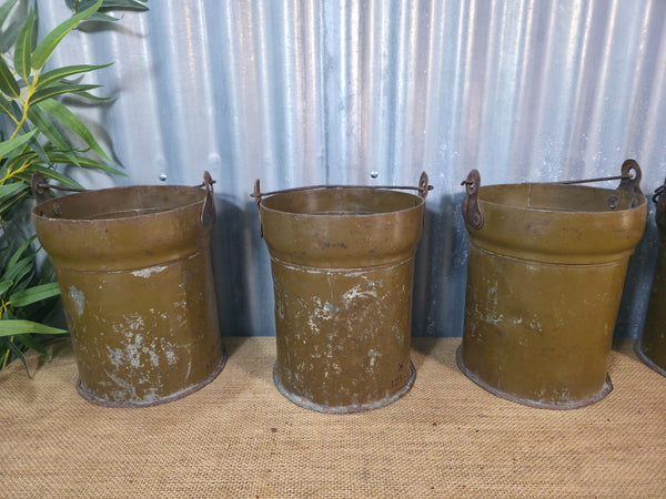 Vintage Reclaimed Metal Galvanised Ammo Bucket Candle Lantern Planter