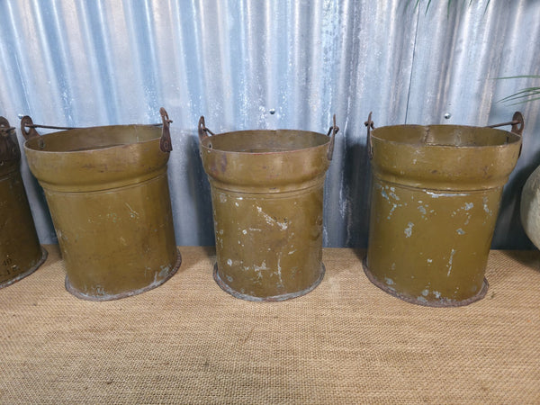 Vintage Reclaimed Metal Galvanised Ammo Bucket Candle Lantern Planter