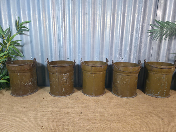 Vintage Reclaimed Metal Galvanised Ammo Bucket Candle Lantern Planter