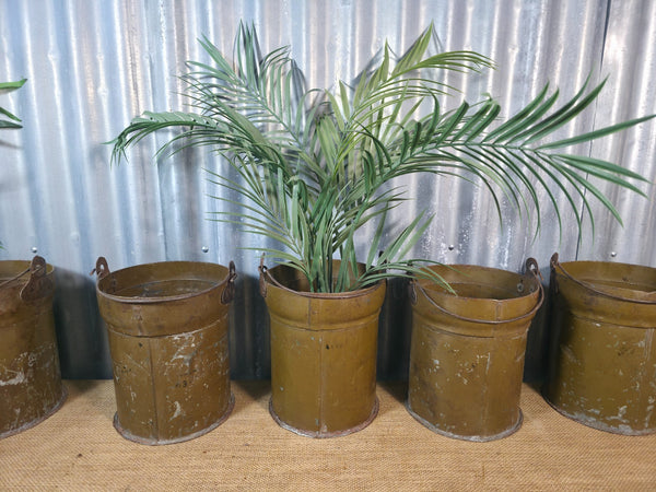 Vintage Reclaimed Metal Galvanised Ammo Bucket Candle Lantern Planter