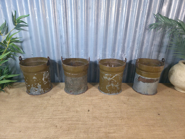 Vintage Reclaimed Metal Galvanised Ammo Bucket Candle Lantern Planter