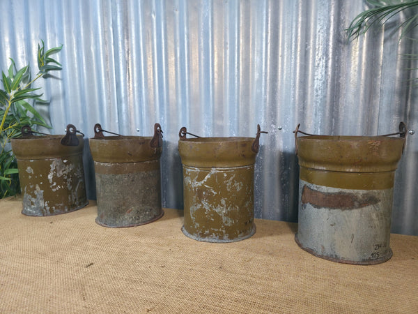 Vintage Reclaimed Metal Galvanised Ammo Bucket Candle Lantern Planter
