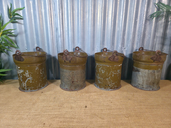 Vintage Reclaimed Metal Galvanised Ammo Bucket Candle Lantern Planter