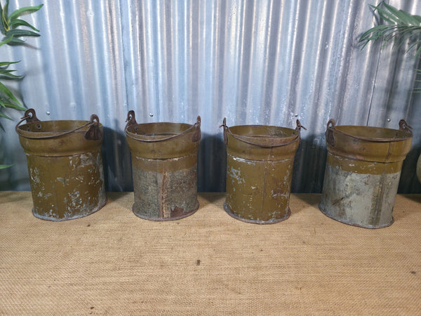 Vintage Reclaimed Metal Galvanised Ammo Bucket Candle Lantern Planter