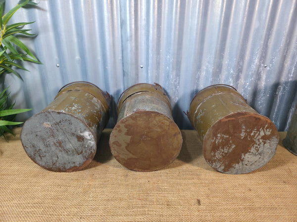 Vintage Reclaimed Metal Galvanised Ammo Bucket Candle Lantern Planter