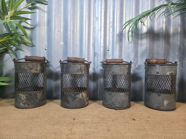 Vintage Rustic Metal Mesh Basket Pot Utensil Pen Candle Holder Lantern