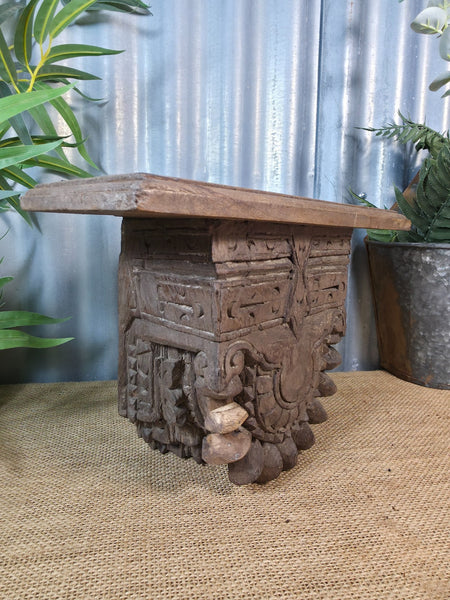 Vintage Indian Reclaimed Architectural Carved Wooden Wall Shelf