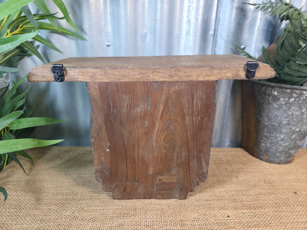 Vintage Indian Reclaimed Architectural Carved Wooden Wall Shelf