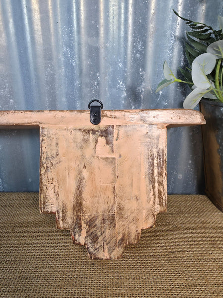 Vintage Indian Reclaimed Architectural Carved Wooden Wall Shelf