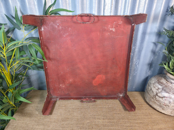 Vintage Indian Hand Painted Low Metal Bajot Coffee Side Table Plant Stand