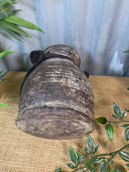 Vintage Antique Wabi Sabi Rustic Nepalese Turned Wooden Milk Water Curd Pot Vase