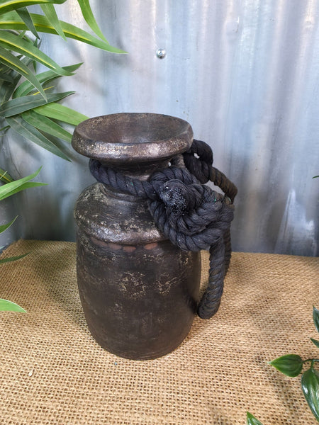 Vintage Antique Wabi Sabi Rustic Nepalese Turned Wooden Milk Water Curd Pot Vase