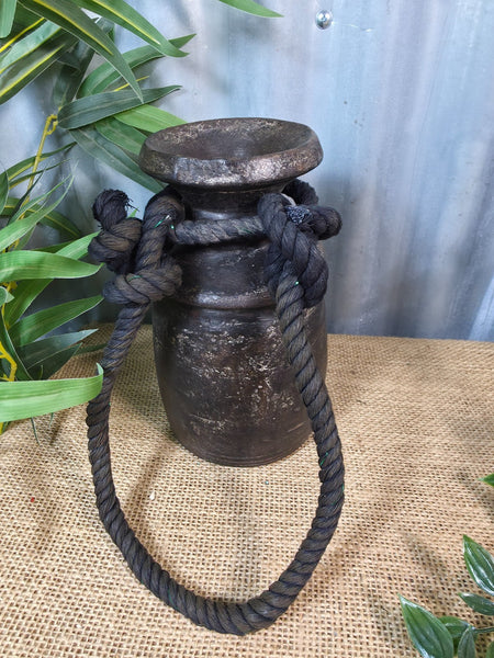 Vintage Antique Wabi Sabi Rustic Nepalese Turned Wooden Milk Water Curd Pot Vase