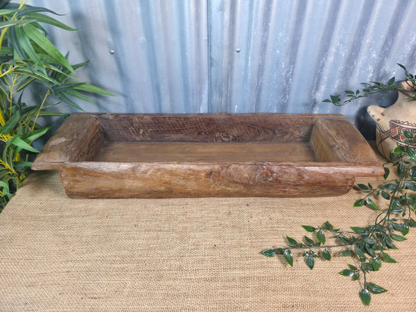 Vintage Rustic Wabi Sabi Hand Made Hardwood Wooden Trough