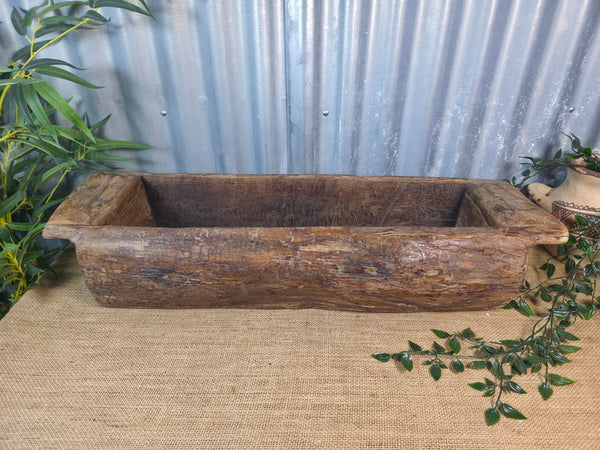 Vintage Rustic Wabi Sabi Hand Made Hardwood Wooden Trough