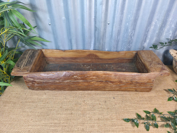 Vintage Rustic Wabi Sabi Hand Made Hardwood Wooden Trough