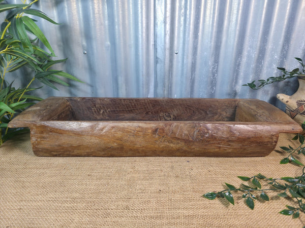 Vintage Rustic Wabi Sabi Hand Made Hardwood Wooden Trough