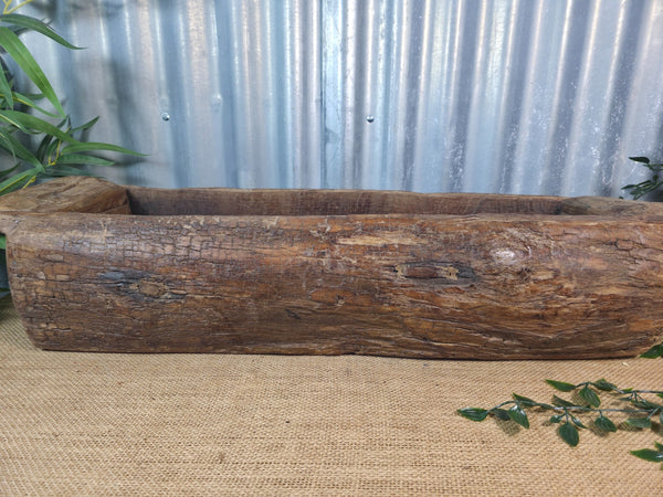 Vintage Rustic Wabi Sabi Hand Made Hardwood Wooden Trough