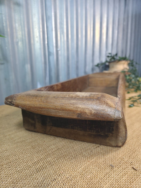 Vintage Rustic Wabi Sabi Hand Made Hardwood Wooden Trough