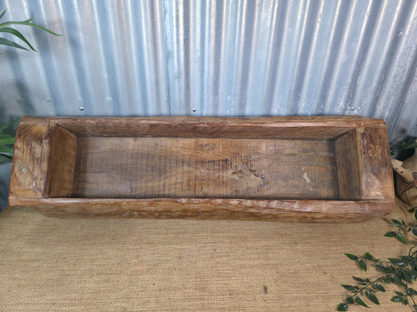 Vintage Rustic Wabi Sabi Hand Made Hardwood Wooden Trough