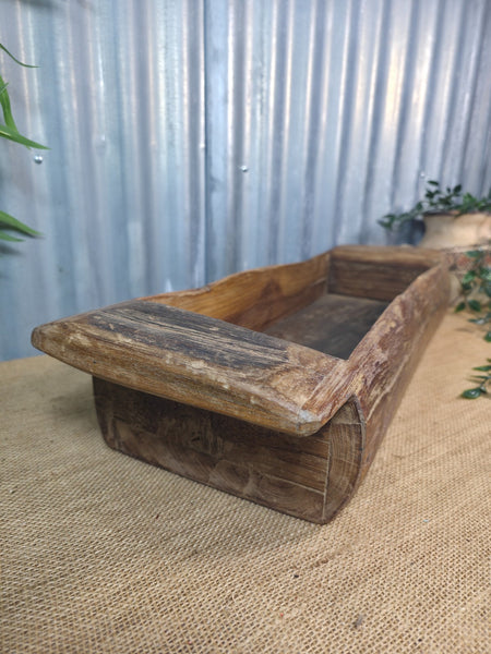 Vintage Rustic Wabi Sabi Hand Made Hardwood Wooden Trough