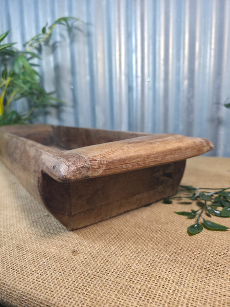 Vintage Rustic Wabi Sabi Hand Made Hardwood Wooden Trough