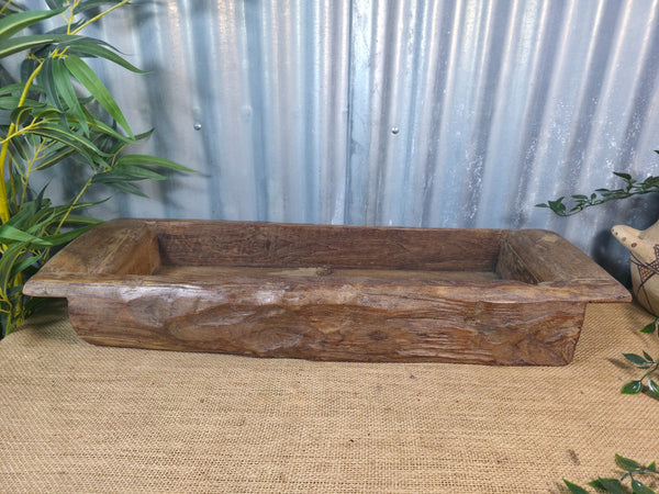 Vintage Rustic Wabi Sabi Hand Made Hardwood Wooden Trough