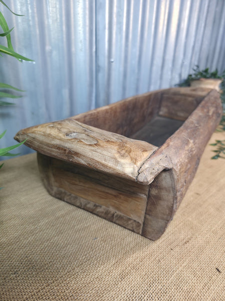 Vintage Rustic Wabi Sabi Hand Made Hardwood Wooden Trough