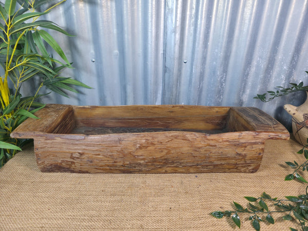 Vintage Rustic Wabi Sabi Hand Made Hardwood Wooden Trough