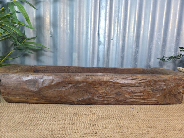 Vintage Rustic Wabi Sabi Hand Made Hardwood Wooden Trough