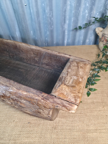 Vintage Rustic Wabi Sabi Hand Made Hardwood Wooden Trough