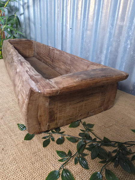 Vintage Rustic Wabi Sabi Hand Made Hardwood Wooden Trough