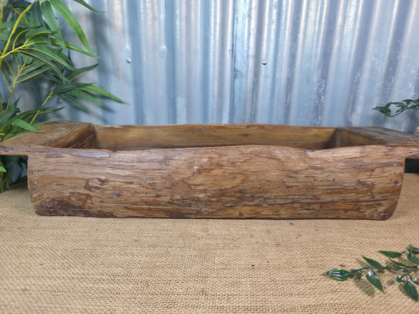Vintage Rustic Wabi Sabi Hand Made Hardwood Wooden Trough