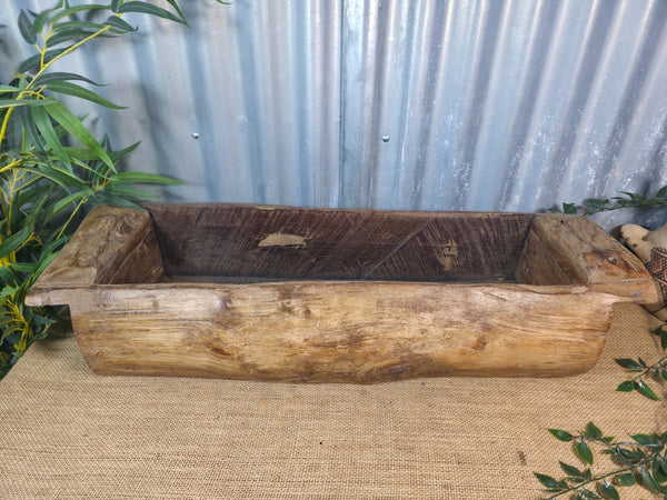 Vintage Rustic Wabi Sabi Hand Made Hardwood Wooden Trough