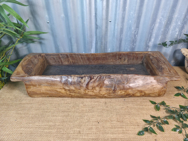 Vintage Rustic Wabi Sabi Hand Made Hardwood Wooden Trough
