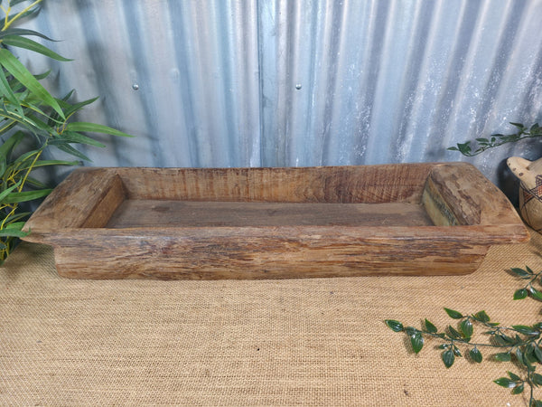 Vintage Rustic Wabi Sabi Hand Made Hardwood Wooden Trough