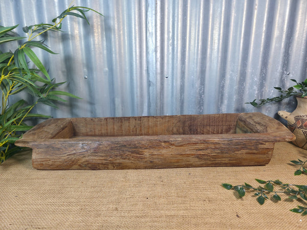 Vintage Rustic Wabi Sabi Hand Made Hardwood Wooden Trough