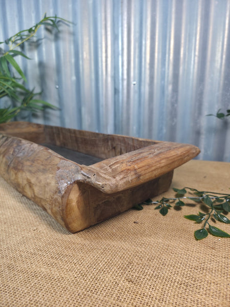 Vintage Rustic Wabi Sabi Hand Made Hardwood Wooden Trough