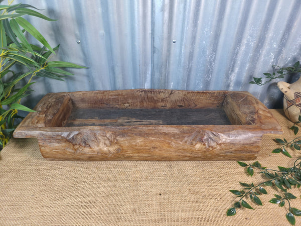 Vintage Rustic Wabi Sabi Hand Made Hardwood Wooden Trough
